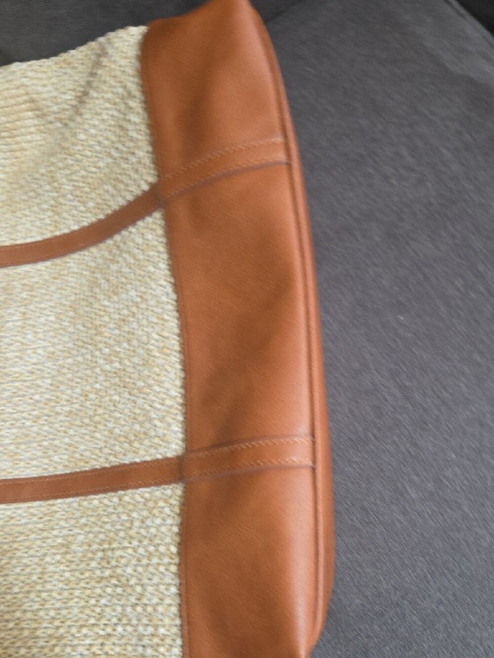 Talbots Natural Woven Tote with Brown Trim - Picture 4 of 13